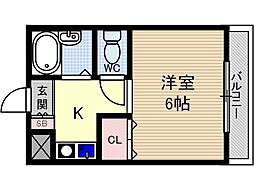 セレント茨木鮎川 1Kの間取図画像