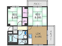 サンコーポT&K 2DKの間取図画像