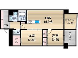 アクトタレイア茨木駅前 2LDKの間取図画像