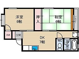 HMハイツ 2DKの間取図画像