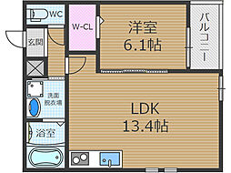 フジパレス戸伏 1LDKの間取図画像