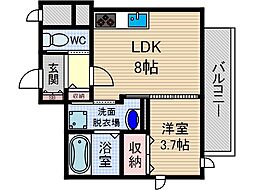 ブランシェトワ 1LDKの間取図画像
