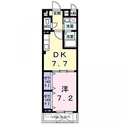 グランレスペリー 1DKの間取図画像