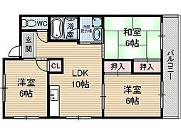 第2パークハイツ橋の内 3LDKの間取図画像