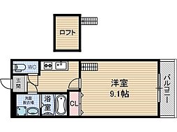 フォレストコート 1Kの間取図画像