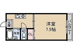 アルファーコート茨木 1Kの間取図画像
