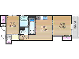 クリエオーレ一津屋2 2LDKの間取図画像