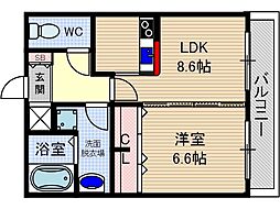 レジデンスKU 1LDKの間取図画像