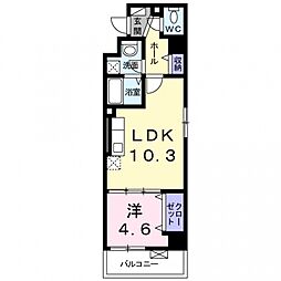 ハックベリー茨木南 1LDKの間取図画像