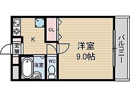 エンゼルウチダ 1Kの間取図画像