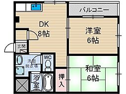 不動産センタービル 2DKの間取図画像