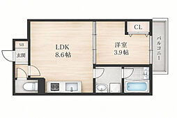 ディーポルタヴァンヴェール 1LDKの間取図画像