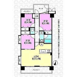 日神パレステージ立川 3LDKの間取り