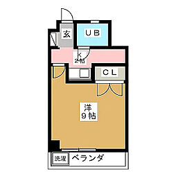シャンポール東栄 1Kの間取図画像