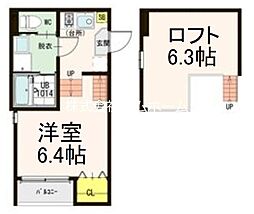 本陣テラス 1Kの間取図画像