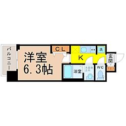 メイクス矢場町2 1Kの間取図画像