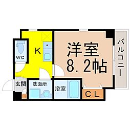 カーサ千種A 1Kの間取図画像