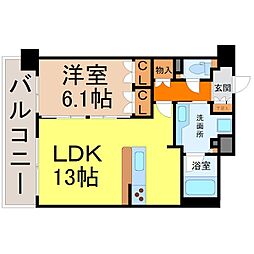 グラン・アベニュー名駅 1LDKの間取図画像