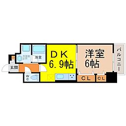 Wコート城西 1DKの間取図画像