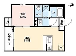 Maururu高畑 1LDKの間取図画像