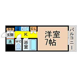 コアパレス 1Kの間取図画像