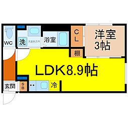 リーデンス名古屋駅西 1LDKの間取図画像