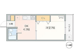 サンハイツ学園 1階1DKの間取り