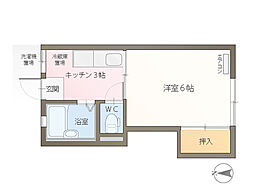 レジデンス泉谷 2階1Kの間取り