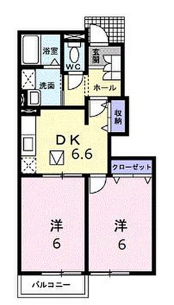 香川県高松市高松町(賃貸アパート2DK・1階・44.67㎡)の写真 その4