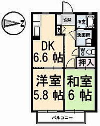 バリュージュ泉保 1階2DKの間取り