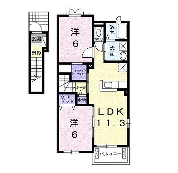 香川県さぬき市長尾東(賃貸アパート2LDK・2階・58.21㎡)の写真 その2