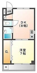 JR高徳線 昭和町駅 徒歩14分の賃貸マンション 2階1DKの間取り