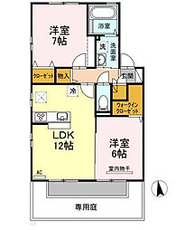 Ｔ’ｓスクエア　Ｄ棟 1階2LDKの間取り