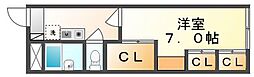 レオパレスマンダリアンコート藤井 2階1Kの間取り