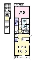 ニュー　ラベリー・サイルIII 2階1LDKの間取り