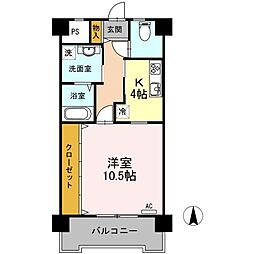 マンション　ベアーズクラブ 3階1Kの間取り