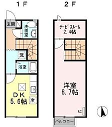 グレースタウンII　Ａ 1階1SDKの間取り