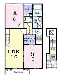 サンリット悠 2階2LDKの間取り