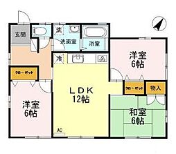 森ハイツ 2階3LDKの間取り