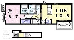 ポム・ド・テールＤ 2階1LDKの間取り