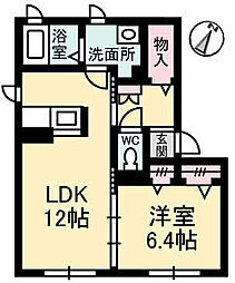 シャーメゾン原田 1階1LDKの間取り