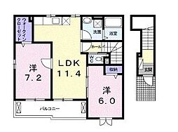 ガーデンハウス菊水 2階2LDKの間取り