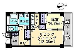 JR高徳線 栗林公園北口駅 徒歩7分の賃貸マンション 6階1LDKの間取り