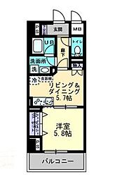 高松琴平電気鉄道琴平線 瓦町駅 徒歩4分の賃貸マンション 7階1DKの間取り