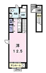 ガーデンハウスＭ　Ｃ棟 2階ワンルームの間取り