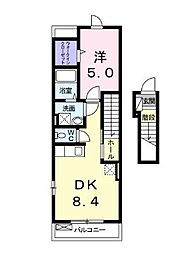 メゾニティー・室町　II 2階1DKの間取り