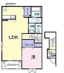 COMFORT・M B 2階1LDKの間取り