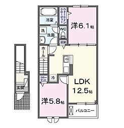 ポンテ　ヴェッキオ 2階2LDKの間取り
