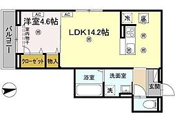 セレノアールB 1階1LDKの間取り