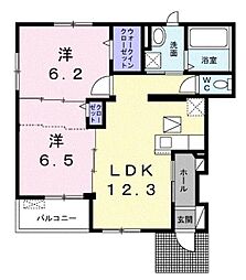 アンフィニ　セレニテIV 1階2LDKの間取り